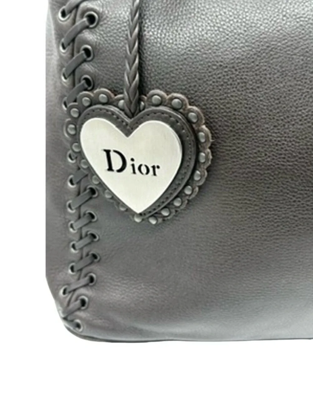 Auth Dior Ethnic collection Galliano Dark Brown Leather Hobo tote Heart Charm